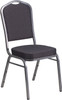 Flash Furniture HERCULES Series Crown Back Stacking Banquet Chair with Black Patterned Fabric and 2.5'' Thick Seat - Silver Vein Frame, Model HF-C01-SV-E26-BK-GG