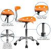 Flash Furniture Vibrant Orange and Chrome Computer Task Chair with Tractor Seat Model LF-214-ORANGEYELLOW-GG 4