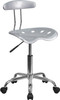 Flash Furniture Vibrant Silver and Chrome Computer Task Chair with Tractor Seat Model LF-214-SILVER-GG