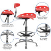 Flash Furniture Vibrant Cherry Tomato and Chrome Drafting Stool with Tractor Seat Model LF-215-CHERRYTOMATO-GG 2