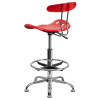 Flash Furniture Vibrant Red and Chrome Drafting Stool with Tractor Seat Model LF-215-RED-GG 4