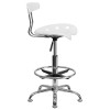 Flash Furniture Vibrant White and Chrome Drafting Stool with Tractor Seat Model LF-215-WHITE-GG 7