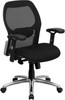 Flash Furniture Mid-Back Super Mesh Office Chair with Black Fabric Seat and Knee Tilt Control Model LF-W42-GG