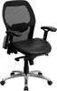 Flash Furniture Mid-Back Super Mesh Office Chair with Black Italian Leather Seat and Knee Tilt Control Model LF-W42-L-GG