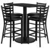 Flash Furniture 24'' x 42'' Rectangular Mahogany Laminate Table Set with 4 Ladder Back Metal Bar Stools - Black Vinyl Seat Model RSRB1017-GG