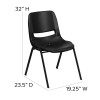 Flash Furniture HERCULES Series 880 lb. Capacity Black Ergonomic Shell Stack Chair with Chrome Frame and 18'' Seat Height Model RUT-EO1-BK-GG 3