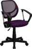 Flash Furniture Mid-Back Purple Mesh Task Chair and Computer Chair with Arms Model WA-3074-PUR-A-GG