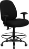 Flash Furniture HERCULES Series 400 lb. Capacity Big and Tall Black Fabric Drafting Stool with Arms and Extra WIDE Seat Model WL-715MG-BK-AD-GG