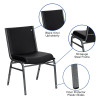 Flash Furniture HERCULES Series Heavy Duty, 3'' Thickly Padded, Black Vinyl Upholstered Stack Chair with Arms Model XU-60153-BK-VYL-GG 4