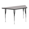 Flash Furniture 24''W x 48''L Trapezoid Activity Table with 1.25'' Thick High Pressure Grey Laminate Top and Standard Height Adjustable Legs Model XU-A2448-TRAP-GY-H-A-GG