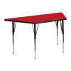 Flash Furniture 24''W x 48''L Trapezoid Activity Table with 1.25'' Thick High Pressure Red Laminate Top and Standard Height Adjustable Legs Model XU-A2448-TRAP-RED-H-A-GG