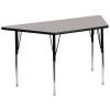 Flash Furniture 30''W x 60''L Trapezoid Activity Table with 1.25'' Thick High Pressure Grey Laminate Top and Standard Height Adjustable Legs Model XU-A3060-TRAP-GY-H-A-GG