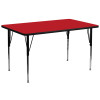 Flash Furniture 30''W x 72''L Rectangular Activity Table with 1.25'' Thick High Pressure Red Laminate Top and Standard Height Adjustable Legs Model XU-A3072-REC-RED-H-A-GG