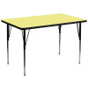 Flash Furniture 36''W x 72''L Rectangular Activity Table with Yellow Thermal Fused Laminate Top and Standard Height Adjustable Legs Model XU-A3672-REC-YEL-T-A-GG