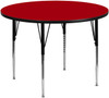 Flash Furniture 42'' Round Activity Table with Red Thermal Fused Laminate Top and Standard Height Adjustable Legs Model XU-A42-RND-RED-T-A-GG