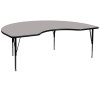 Flash Furniture 48''W x 72''L Kidney Shaped Activity Table with 1.25'' Thick High Pressure Grey Laminate Top and Height Adjustable Pre-School Legs Model XU-A4872-KIDNY-GY-H-P-GG