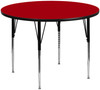 Flash Furniture 60'' Round Activity Table with Red Thermal Fused Laminate Top and Standard Height Adjustable Legs Model XU-A60-RND-RED-T-A-GG