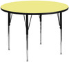 Flash Furniture 60'' Round Activity Table with Yellow Thermal Fused Laminate Top and Standard Height Adjustable Legs Model XU-A60-RND-YEL-T-A-GG