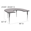 Flash Furniture 60''W x 66''L Horseshoe Activity Table with Grey Thermal Fused Laminate Top and Standard Height Adjustable Legs Model XU-A6066-HRSE-GY-T-A-GG 3