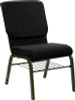 Flash Furniture HERCULES Series 18.5''W Black Dot Patterned Fabric Church Chair with 4.25'' Thick Seat, Book Rack - Gold Vein Frame Model XU-CH-60096-BK-BAS-GG