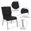 Flash Furniture HERCULES Series 18.5''W Black Fabric Church Chair with 4.25'' Thick Seat, Book Rack - Silver Vein Frame Model XU-CH-60096-BK-SV-BAS-GG 3