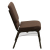 Flash Furniture HERCULES Series 18.5''W Brown Fabric Church Chair with 4.25'' Thick Seat, Book Rack - Gold Vein Frame Model XU-CH-60096-BN-BAS-GG 7