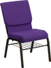 Flash Furniture HERCULES Series 18.5''W Purple Fabric Church Chair with 4.25'' Thick Seat, Book Rack - Gold Vein Frame Model XU-CH-60096-PU-BAS-GG