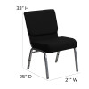 Flash Furniture HERCULES Series 21'' Extra Wide Black Stacking Church Chair with 3.75'' Thick Seat - Silver Vein Frame Model XU-CH0221-BK-SV-GG 3