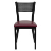 Flash Furniture HERCULES Series Black Grid Back Metal Restaurant Chair - Cherry Wood Seat Model XU-DG-60115-GRD-BURV-GG 4