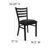 Flash Furniture HERCULES Series Black Ladder Back Metal Restaurant Chair - Black Vinyl Seat Model XU-DG694BLAD-BLKV-GG 3