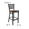 Flash Furniture HERCULES Series Black Ladder Back Metal Restaurant Bar Stool - Mahogany Wood Seat, Model XU-DG697BLAD-BAR-CHYW-GG 4