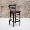 Flash Furniture HERCULES Series Black Ladder Back Metal Restaurant Bar Stool - Cherry Wood Seat, Model XU-DG6R9BLAD-BAR-BURV-GG 2