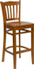 Flash Furniture HERCULES Series Mahogany Finished Vertical Slat Back Wooden Restaurant Bar Stool - Black Vinyl Seat Model XU-DGW0008BARVRT-CHY-GG