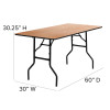Flash Furniture 30'' x 72'' Rectangular Wood Folding Banquet Table with Clear Coated Finished Top Model YT-WTFT30X60-TBL-GG 3