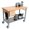 John Boos 48"x24" Cucina Magnifico Kitchen Cart 2-1/4" Thick Hard Maple Top (USA Made), Model# CUCIC04