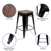 Flash Furniture Black 24" High Metal Stool, Model# 4-ET-31320W-24-BK-R-GG 3