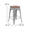 Flash Furniture Silver 24" High Metal Stool, Model# 4-ET-31320W-24-SV-R-GG 4