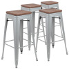 Flash Furniture Silver 30" High Metal Stool, Model# 4-ET-31320W-30-SV-R-GG