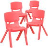 Flash Furniture 4PK Red Plastic Stack Chair, Model# 4-YU-YCX4-001-RED-GG