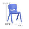 Flash Furniture 4PK Blue Plastic Stack Chair, Model# 4-YU-YCX4-004-BLUE-GG 4