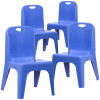 Flash Furniture 4PK Blue Plastic Stack Chair, Model# 4-YU-YCX4-011-BLUE-GG