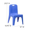 Flash Furniture 4PK Blue Plastic Stack Chair, Model# 4-YU-YCX4-011-BLUE-GG 4