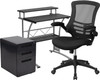 Flash Furniture Black Desk, Chair, Cabinet Set, Model# BLN-CLIFAPPX5-BK-GG