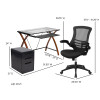 Flash Furniture Glass Desk, Chair, Cabinet Set, Model# BLN-NAN28APX5-BK-GG 6