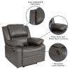 Flash Furniture Harmony Series Gray Leather Recliner, Model# BT-70597-1-GY-GG 3