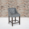 Flash Furniture Carmel Series 24" Gray Leather/Wood Stool, Model# CH-182020-T-24-LTGY-GG 2