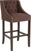 Flash Furniture Carmel Series 30" Brown Fabric/Wood Stool, Model# CH-182020-T-30-BN-F-GG