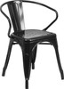 Flash Furniture Black Metal Chair With Arms, Model# CH-31270-BK-GG