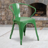 Flash Furniture Green Metal Chair With Arms, Model# CH-31270-GN-GG 2