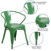 Flash Furniture Green Metal Chair With Arms, Model# CH-31270-GN-GG 3